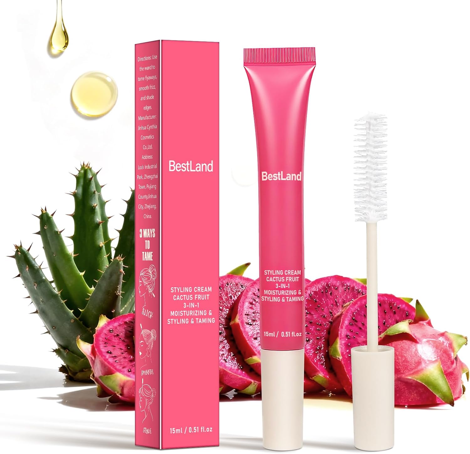 BestLand Hair Cactus Fruit 3-in-1 Styling Gel Cream front view packaging for frizz control