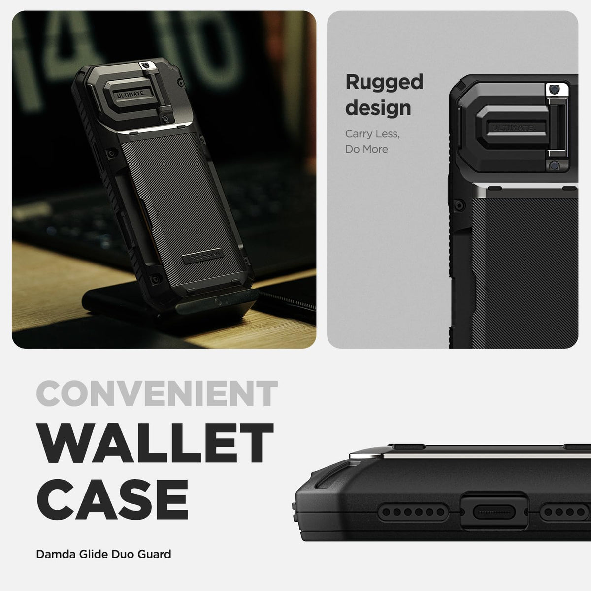 VRS Design Damda Glide DuoGuard iPhone 16 Pro Max case sliding card slot open