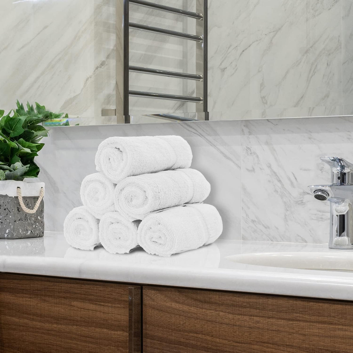 Bare Cotton White Terry Hand Towel texture detail