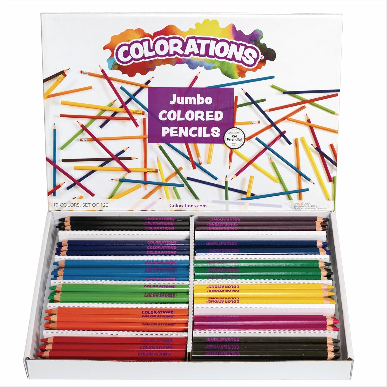 Colorations Jumbo Colored Pencils 120 pack set front view