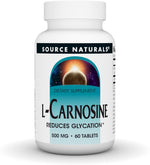 Source Naturals L-Carnosine 500mg 60 Tablets front bottle view dietary supplement