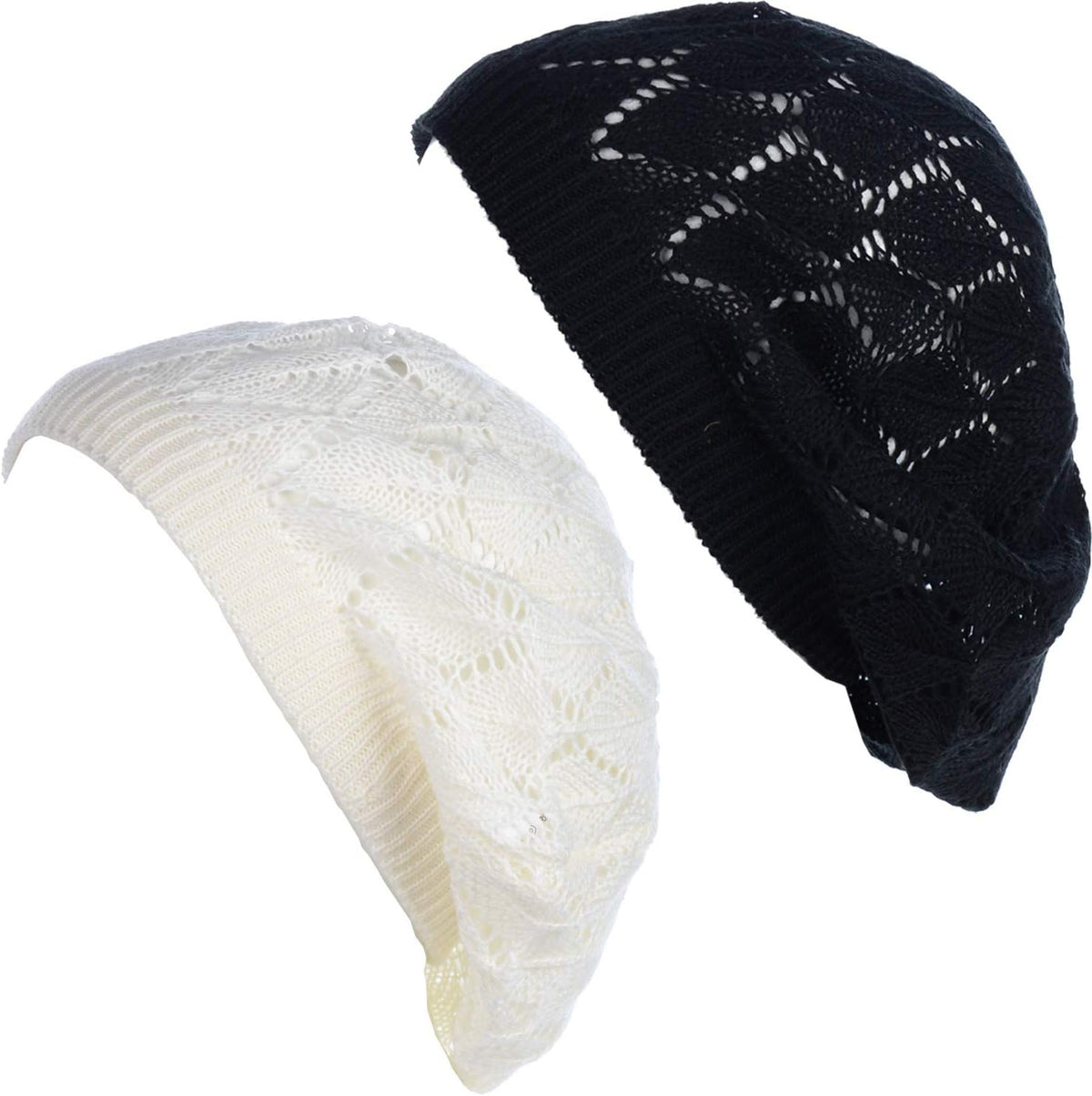 an Womens Lightweight Cut Out Knit Beanie Beret Cap Crochet Hat - Many Styles - Image 13