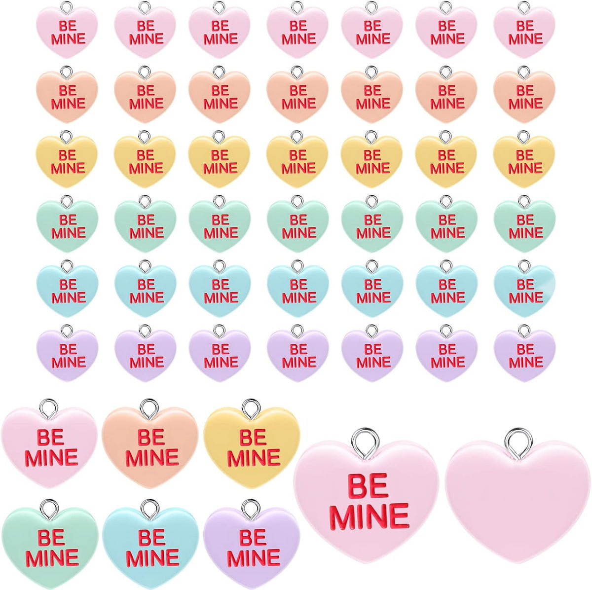 MTLEE Valentine heart charm front view craft supply