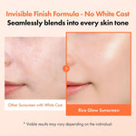 Tosowoong broad spectrum sunscreen tube lying down highlighting the thirty-five percent rice bran water ingredient notation.