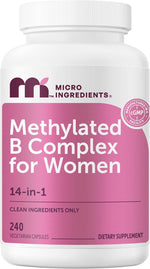 Micro Ingredients methylated b complex for women front view bottle