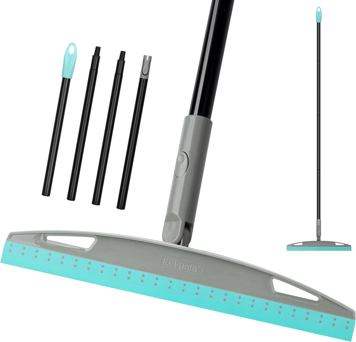 KeFanta multifunction magic silicone squeegee broom blue front view highlighting the wide cleaning head.