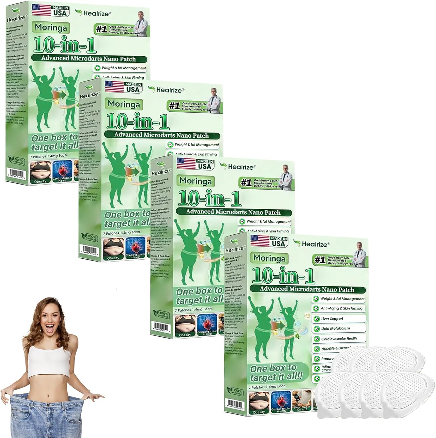 ATTDX Healrize Moringa 10-In-1 Advanced Nano Microdarts Patch, 2026 New Skin Healrize Patch, Firming Skin Suitable for All Skin Types (4PCS) - Image 1