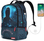 UNIKER laptop backpack side profile with USB port
