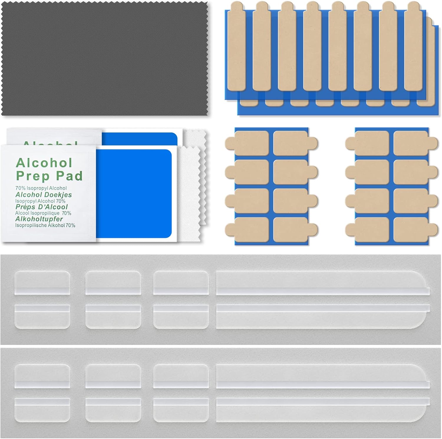 Mamol Privacy Screen Adhesive Strips and Slide Mount Tabs complete replacement kit front view