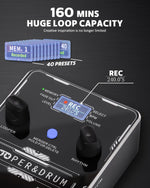 STRICH stereo looper side view highlighting 1/4-inch mono inputs and outputs