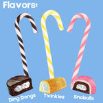 Imported American holiday candy canes assortment displayed on a festive background.
