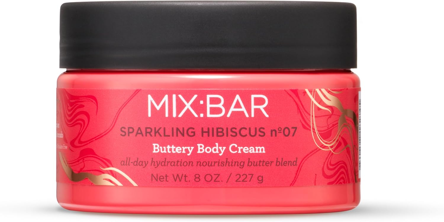 MIX:BAR Sparkling Hibiscus Lightweight Body Cream front view tube container