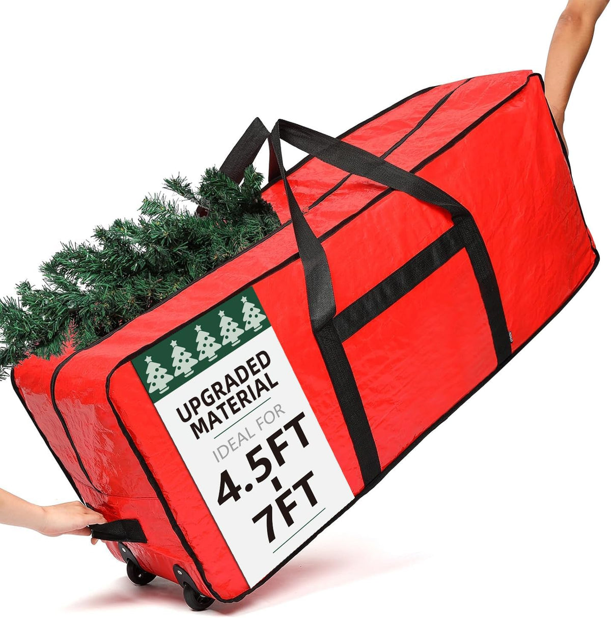 HOMEST Christmas tree storage bag front view in red