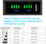 Two Kastar 3.7V 1800mAh lithium-ion replacement batteries for Panasonic