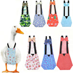 Reusable chicken diaper with adjustable elastic straps and bow details shown flat