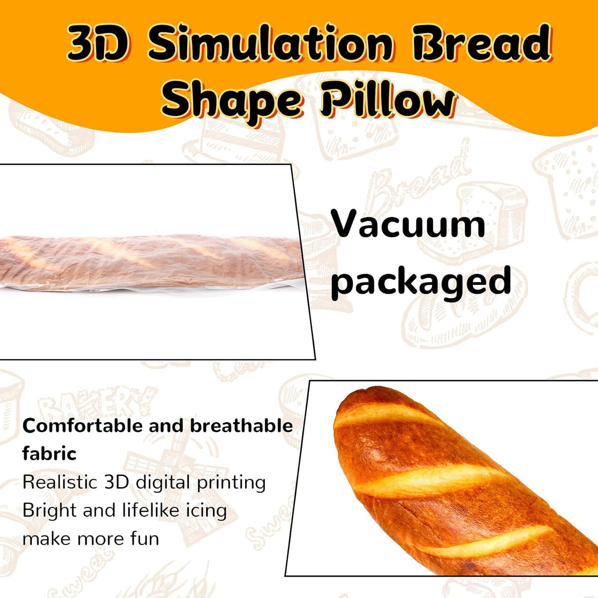 AUECOOME baguette pillow side profile