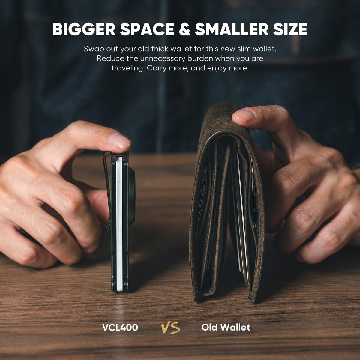 VULKIT slim wallet metal money clip holding cash
