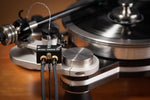 Close up of AudioQuest Yukon gold plated RCA plugs