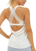 Icyzone women's open back workout athletic yoga tank top front view activewear