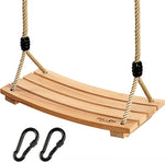 PELLOR beech wood tree swing seat front view showing curved ergonomic design.