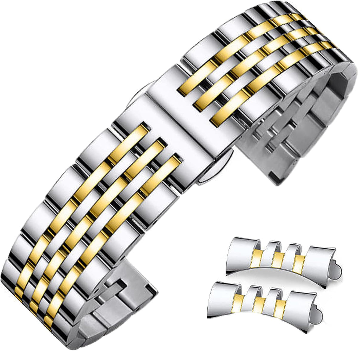 Stainless Steel Watch Band Straight & Curved End 14mm 16mm 18mm 19mm 20mm 21mm 22mm 23mm 24mm Premium Polished Metal Watch Band Bracelet Universal Smartwatch Replacement Strap Men Women - Image 14
