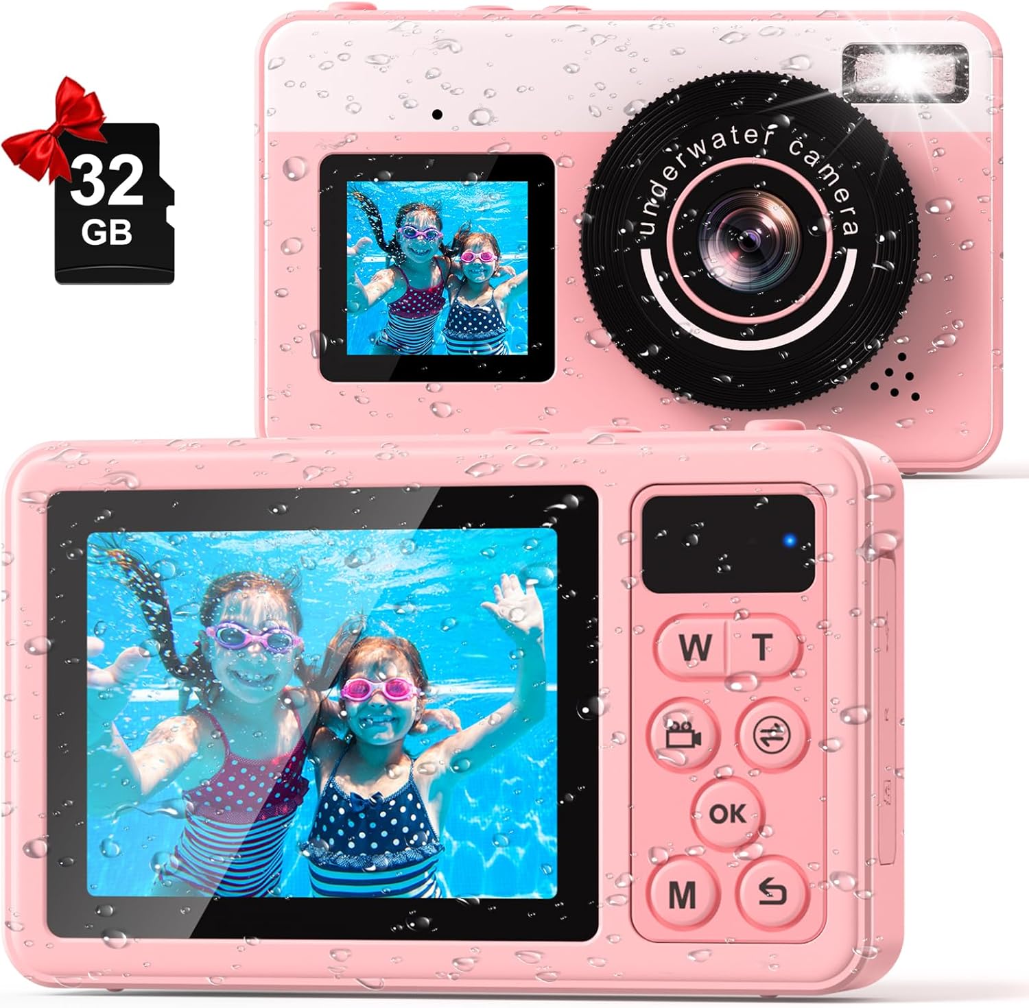 Tonfarb 4K Waterproof Digital Camera front view with dual screen display