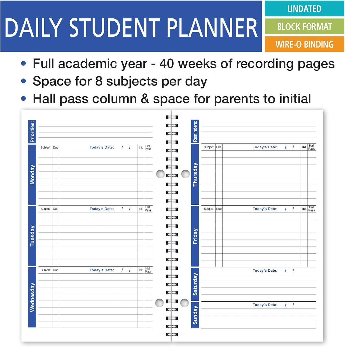 Elan student planner open showing weekly overview layout