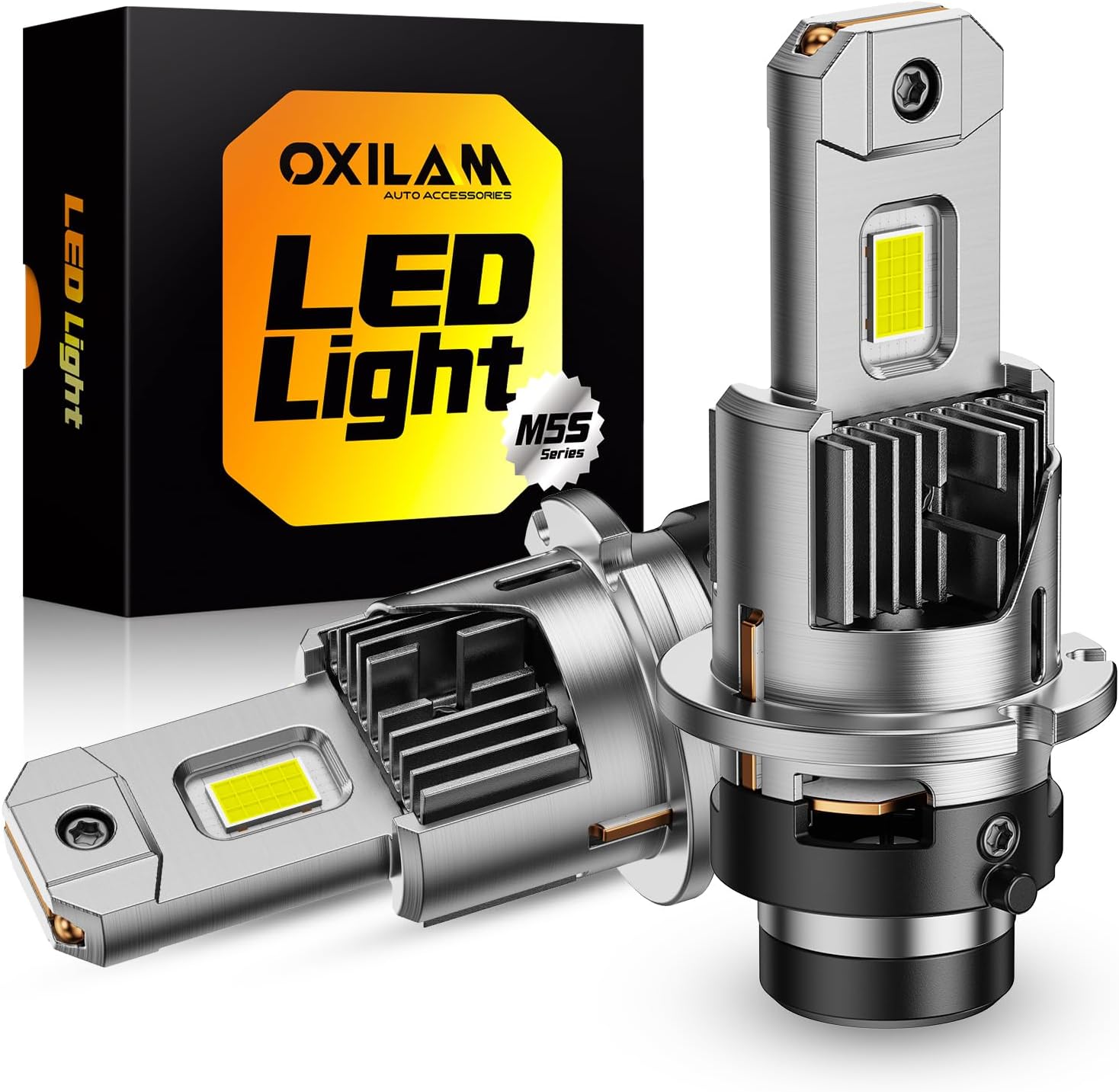 OXILAM D2S LED Headlight Bulbs front view showcasing the compact wireless housing design