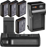 BM Premium vertical battery grip kit showing front view with dual battery compartments and rubberized textures