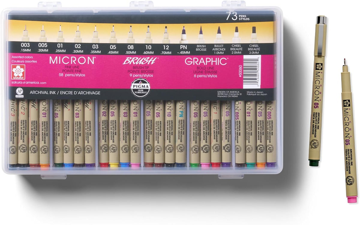 Sakura Pigma Micron color pen set front view container packaging