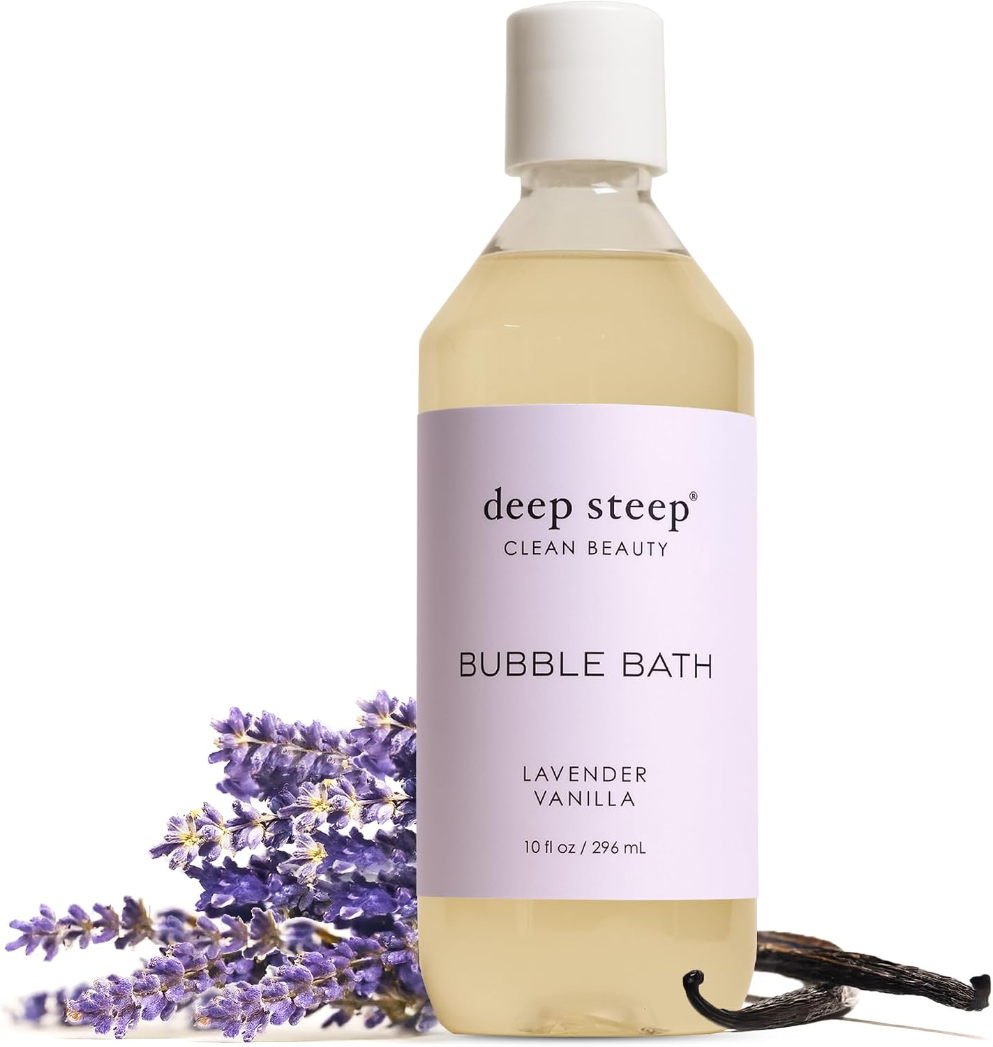 Deep steep bubble bath front view bottle packaging