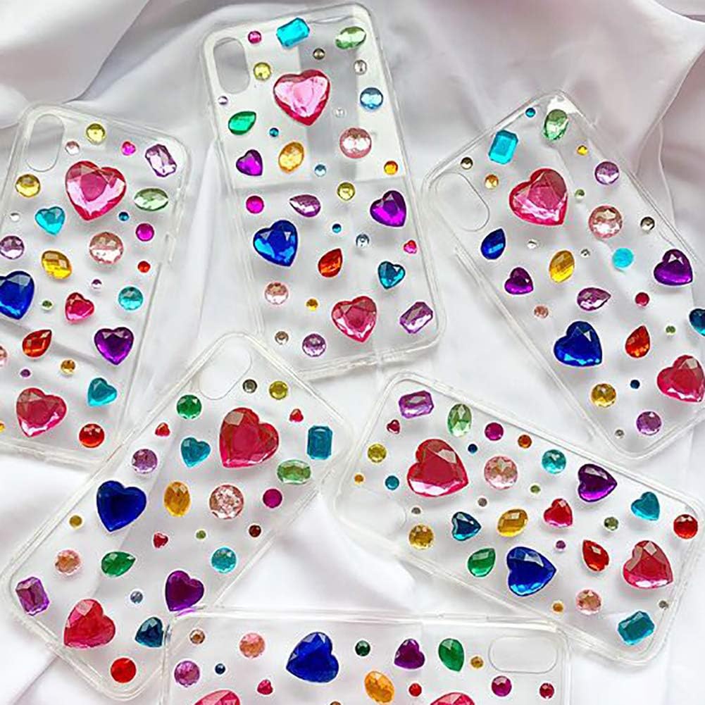 Elwish rhinestone stickers sheet showing heart and round crystal shapes.