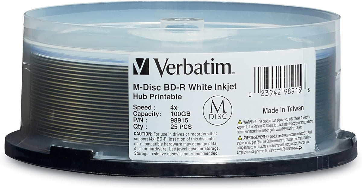Verbatim M-Disc 25GB cake box spindle container