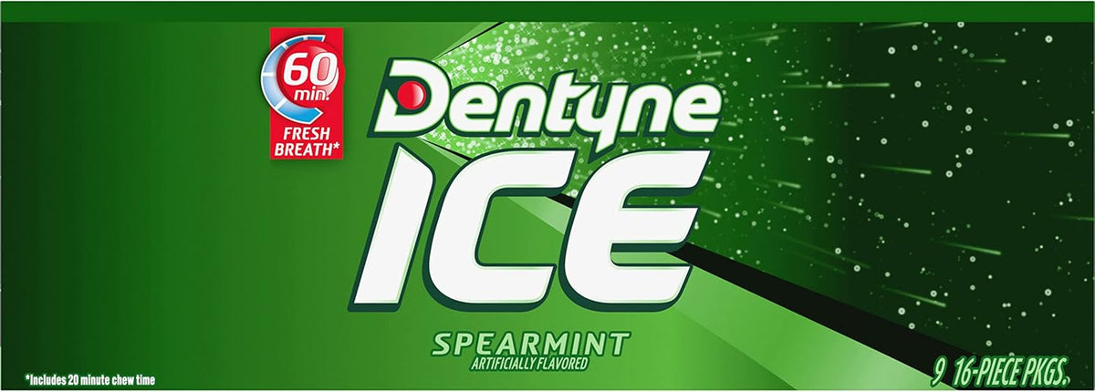 Dentyne Ice Spearmint Sugar-Free Chewing Gum, 9 Packs of 16 Pieces (144 Total Pieces) | Chewing Gum, Perfect for Long Lasting Fresh Breath at School, Work & Travel - Image 13