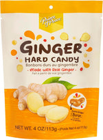 Individually wrapped center filled real red ginger hard candies displayed outside the bulk bag.