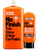 Nu Finish Exterior Car Care Kit front view featuring the orange polish bottle and scratch remover tube.