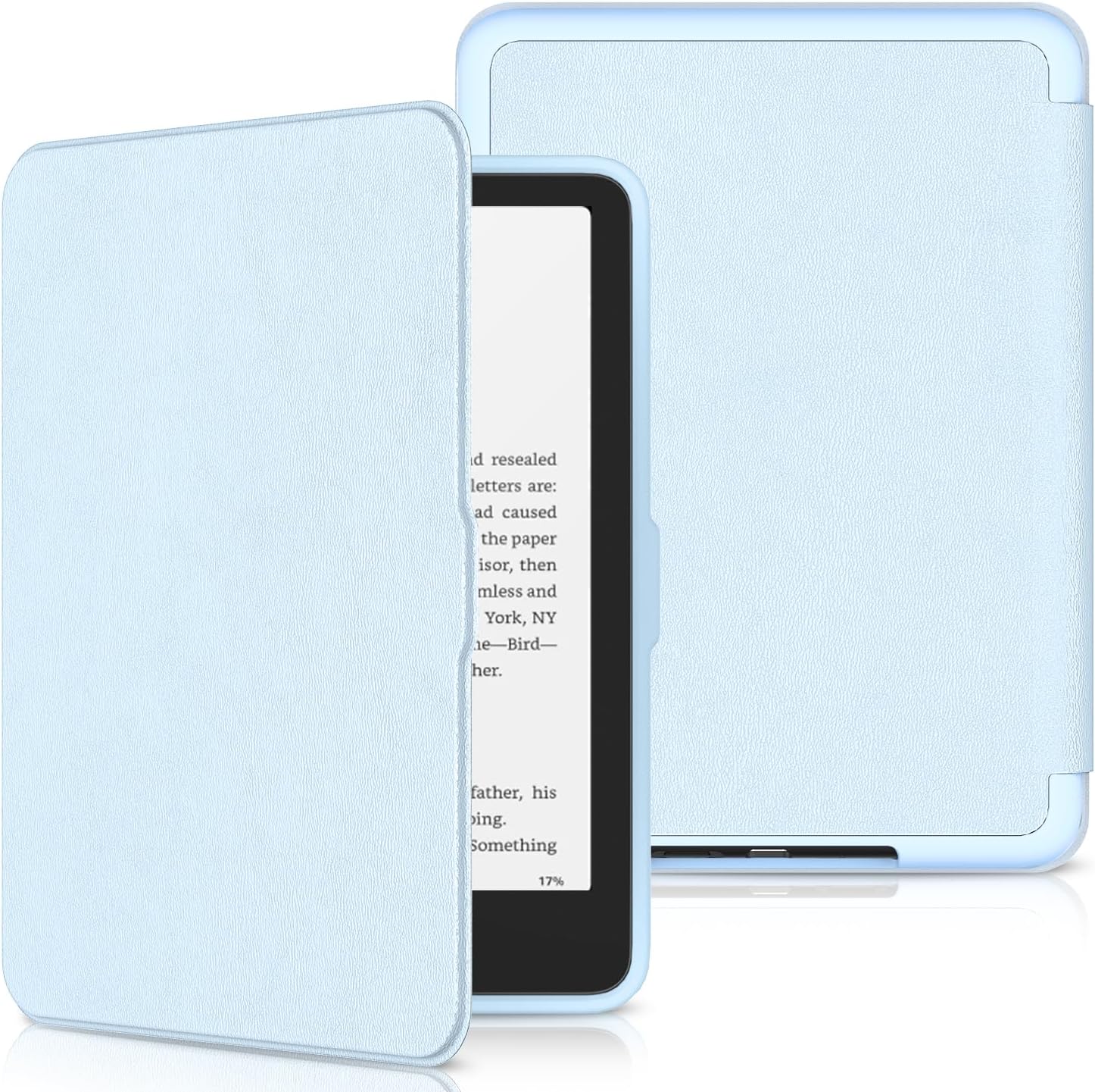 Sanyetral Kindle Paperwhite 2024 case front view in light blue