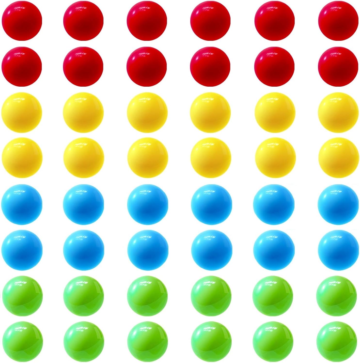 Hotusi game replacement marbles balls front view showing forty eight colorful acrylic pieces arranged by color.