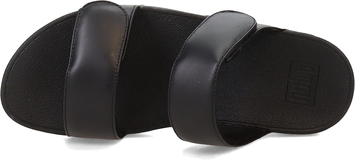 FitFlop women's lulu adjustable leather slides worn on foot