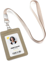 Genuine Leather id Badge Holder with Lanyard,Soft,ID Card Holder,Up to 20 Colors and Grains to Choose,frommultiple Card Slots,Vertical Work Name Badge case (187) - Image 10