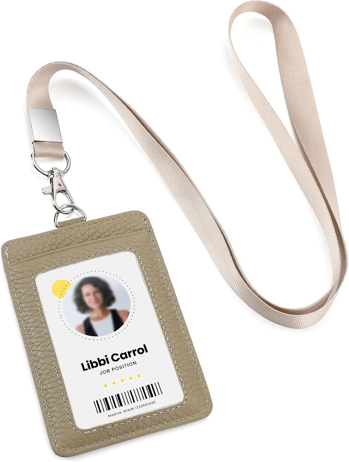 Genuine Leather id Badge Holder with Lanyard,Soft,ID Card Holder,Up to 20 Colors and Grains to Choose,frommultiple Card Slots,Vertical Work Name Badge case (187) - Image 10