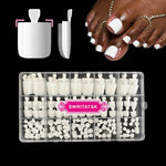 SWRITATSK White Toe Nail Press Ons in 15 different sizes for custom fit