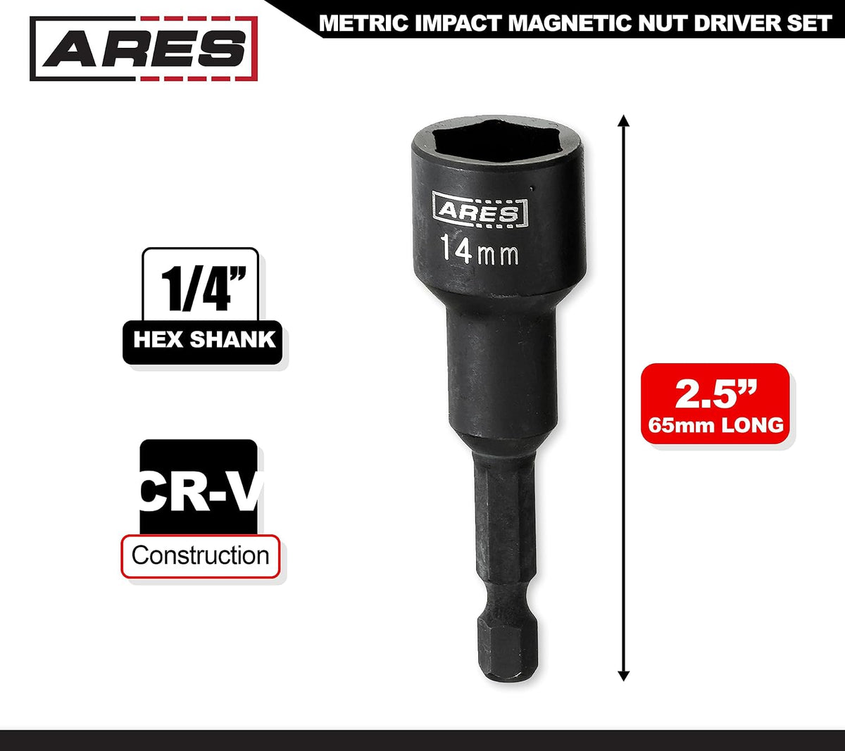 ARES 70029 chrome vanadium steel hex shank view