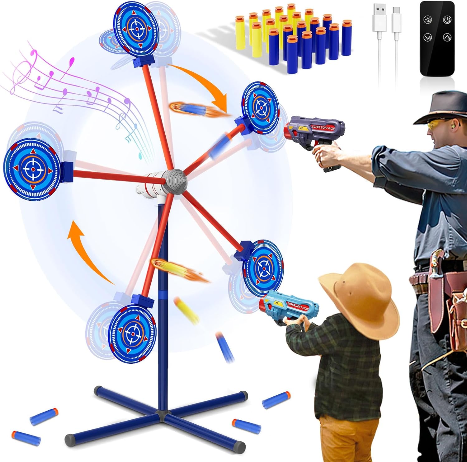 Hldya rocket shooting game set front view with rotating target