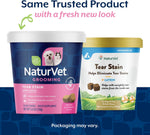 NaturVet pet eye health supplement container showing bacon and chicken flavor label details.
