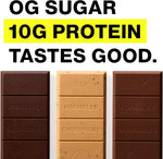 Authentic USA imported protein candy bars with ten grams of protein and zero sugar.