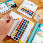 Mont Marte Watercolour Set accessories including sponges and colour chart