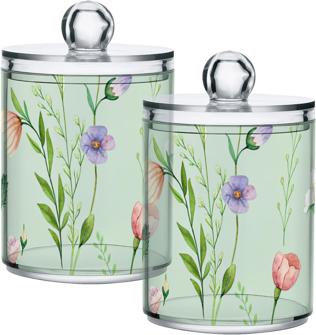 Apothecary Jars Bathroom Storage Organizer with Lid - 14 oz Qtip Holder Dispenser, Western Desert Clear Plastic Canister for Cotton Swab, Cotton Ball, 2PCS - Image 13