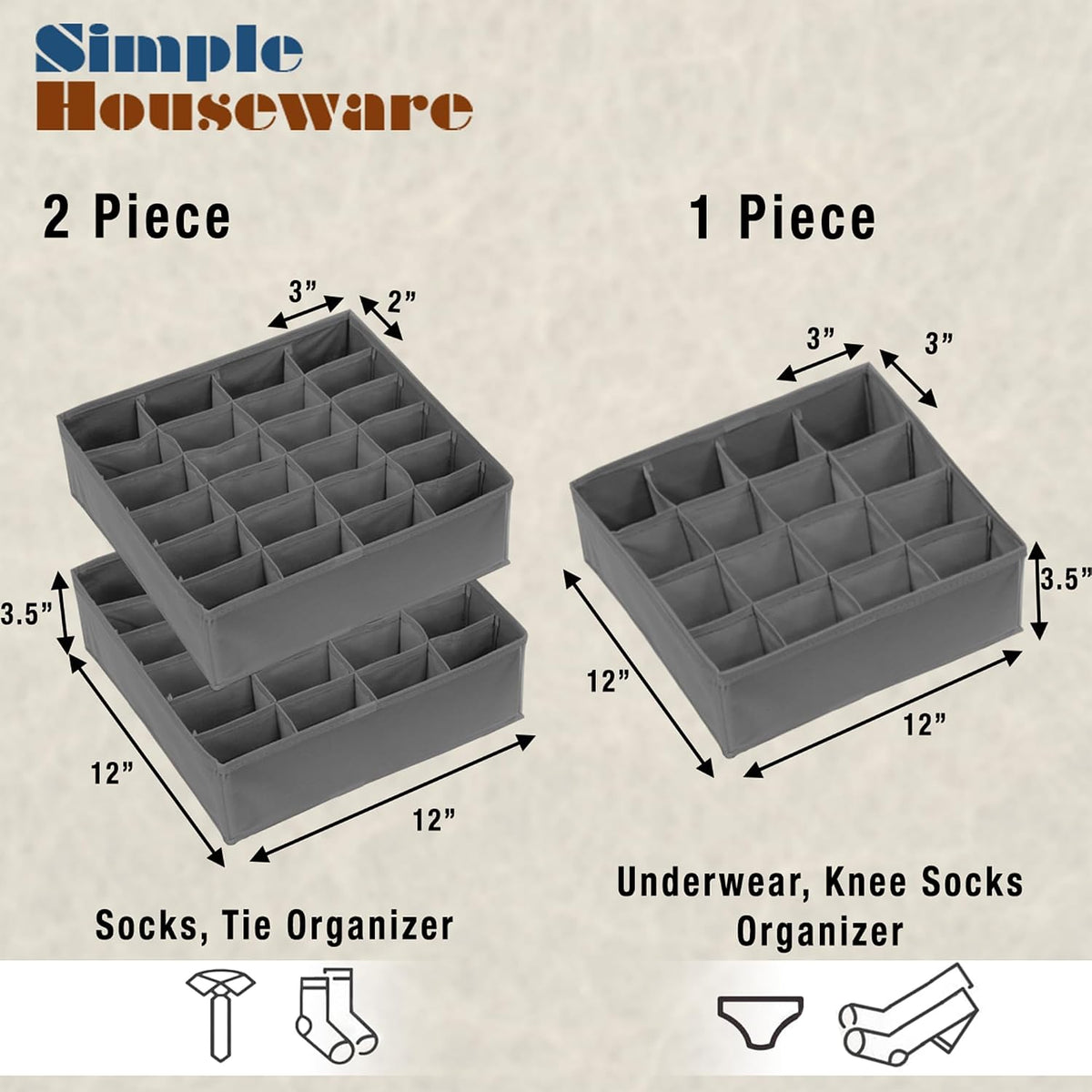 Simple Houseware dark gray drawer divider set displayed openly