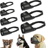 LuckyPaw 7-piece breathable black mesh dog muzzle set front view
